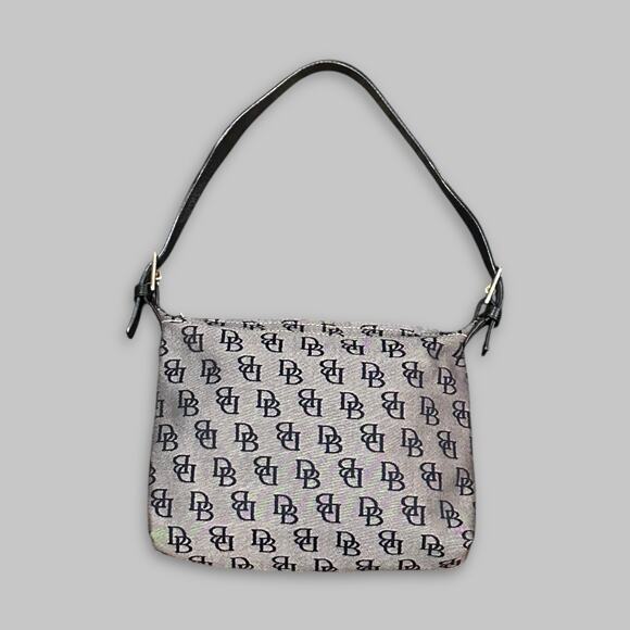 Dooney & Bourke Monogram Canvas Shoulder Bag – Black & Gray - Picture 1 of 5